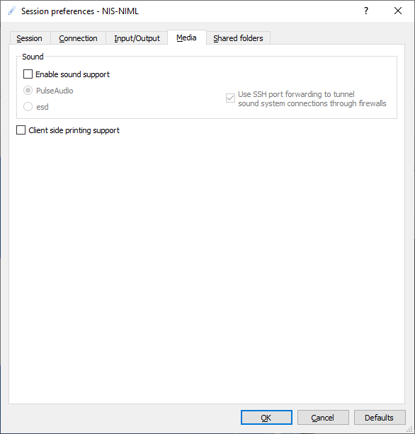 x2go media preferences