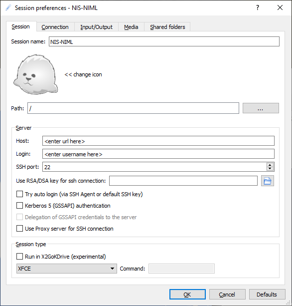 x2go preferences